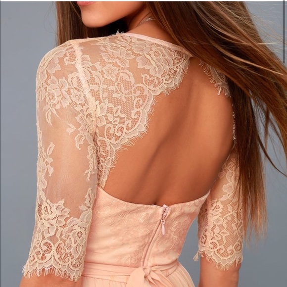 Lulu’s In a Fairytale Blush Lace Pink Maxi Dress - Picture 2 of 4